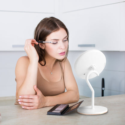 1Pc 7.48In 5X Magnifying Lighted Makeup Mirror Dimmable Magnification Mirror With Lights Lighted Vanity Mirror With 3 Light Colors - DropOnline.co