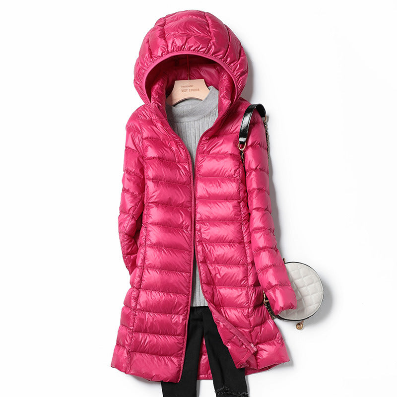 Mid-Length Lightweight Down Jacket for Women - Premium Insulated Coat