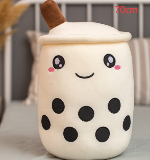 Boba Tea Plush Toy - Cute Strawberry Milk Tea Stuffed Animal Pillow Cushion for Kids