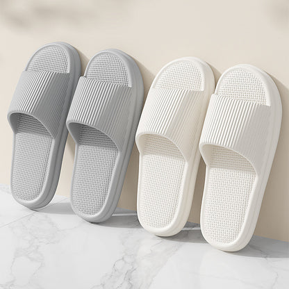 Striped Design Home Slippers For Women Men Soft Anti-slip Floor Bathroom Slippers Solid House Shoes - DropOnline.co