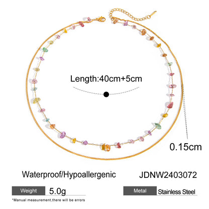 Fashion 18K Gold Stainless Steel Color Broken Stone Chain Ring - DropOnline.co