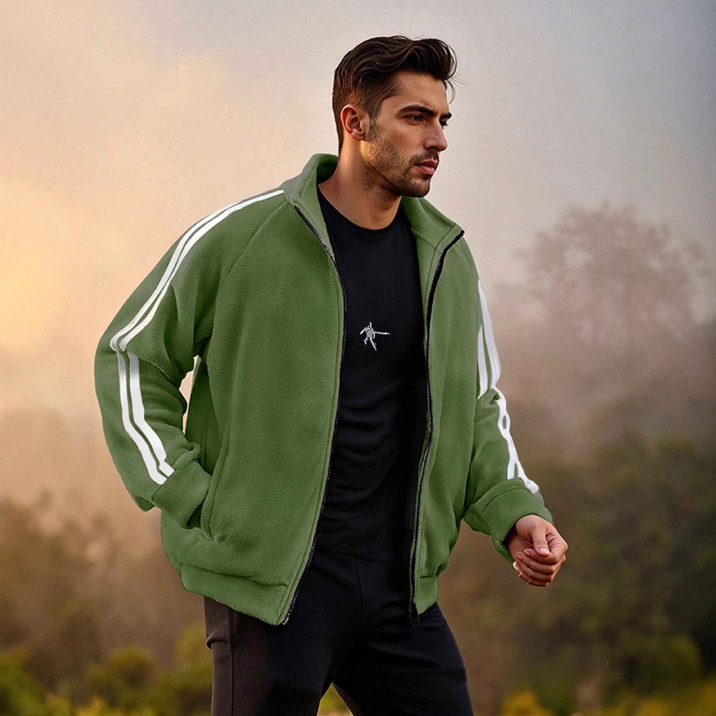 New Zipper Trend Versatile Men's Fleece Jacket