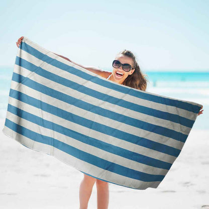 Striped Quick-drying Bath Towel Double-sided Velvet Beach Sports Hood