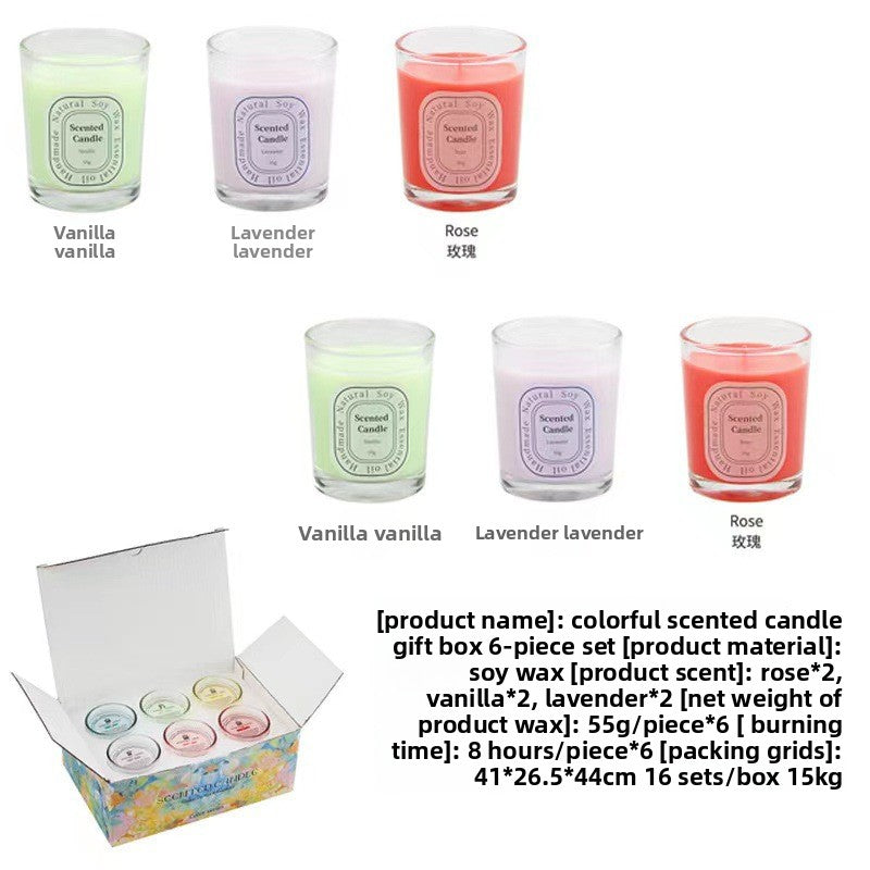 Dopamine Scented Candle Gift Set - 6-Piece Colorful Soy Wax Collection