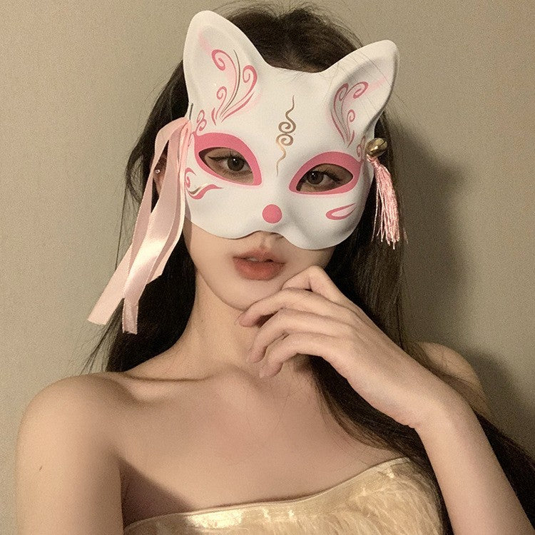 Halloween Half Face Mask - Werewolf White Design