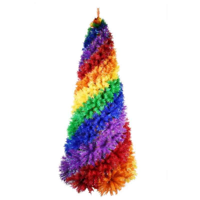 Artificial Colorful Rainbow Christmas Tree - 6FT-7.5FT Hinged PVC Tree