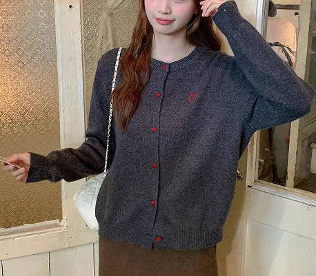 Korean Style Original Round Neck Lazy Knitted Open Sweater