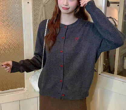 Korean Style Original Round Neck Lazy Knitted Open Sweater
