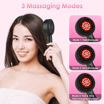 1Set 3 In 1 Red Light Scalp Massager Brush Cordless Hair Oil Applicator Massage Comb With 3 Modes Rechargeable IPX7 Waterproof - DropOnline.co