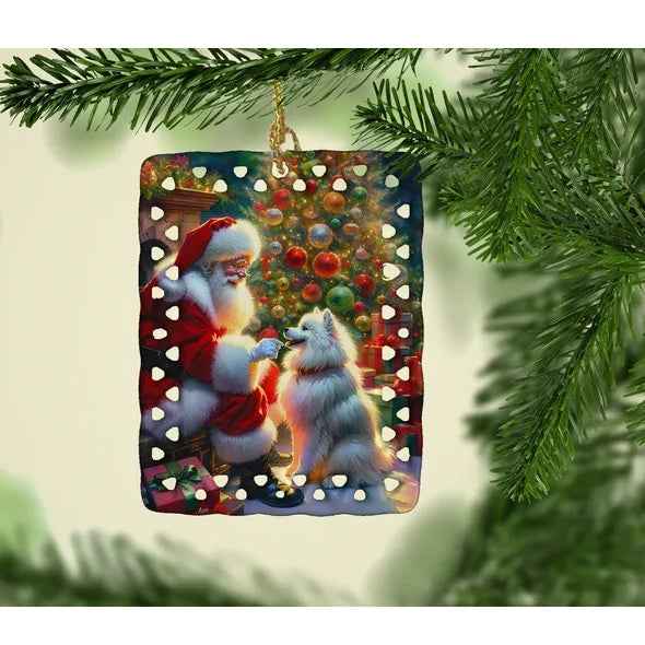 American Eskimos and Santa Claus Porcelain - Christmas Tree Hanging Decorations - DropOnline.co