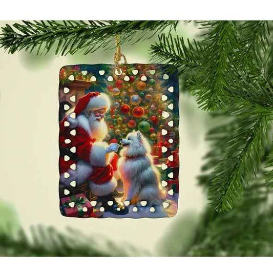 American Eskimos and Santa Claus Porcelain - Christmas Tree Hanging Decorations - DropOnline.co