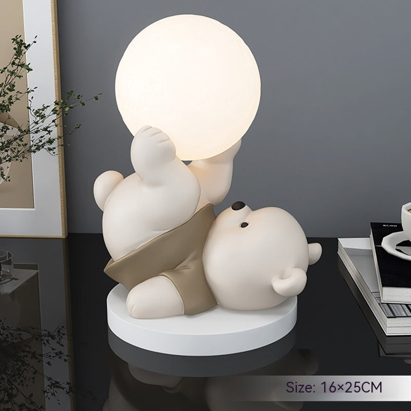 Premium Cute Bear Night Light - Resin Home Decoration Bedroom Bedside Lamp