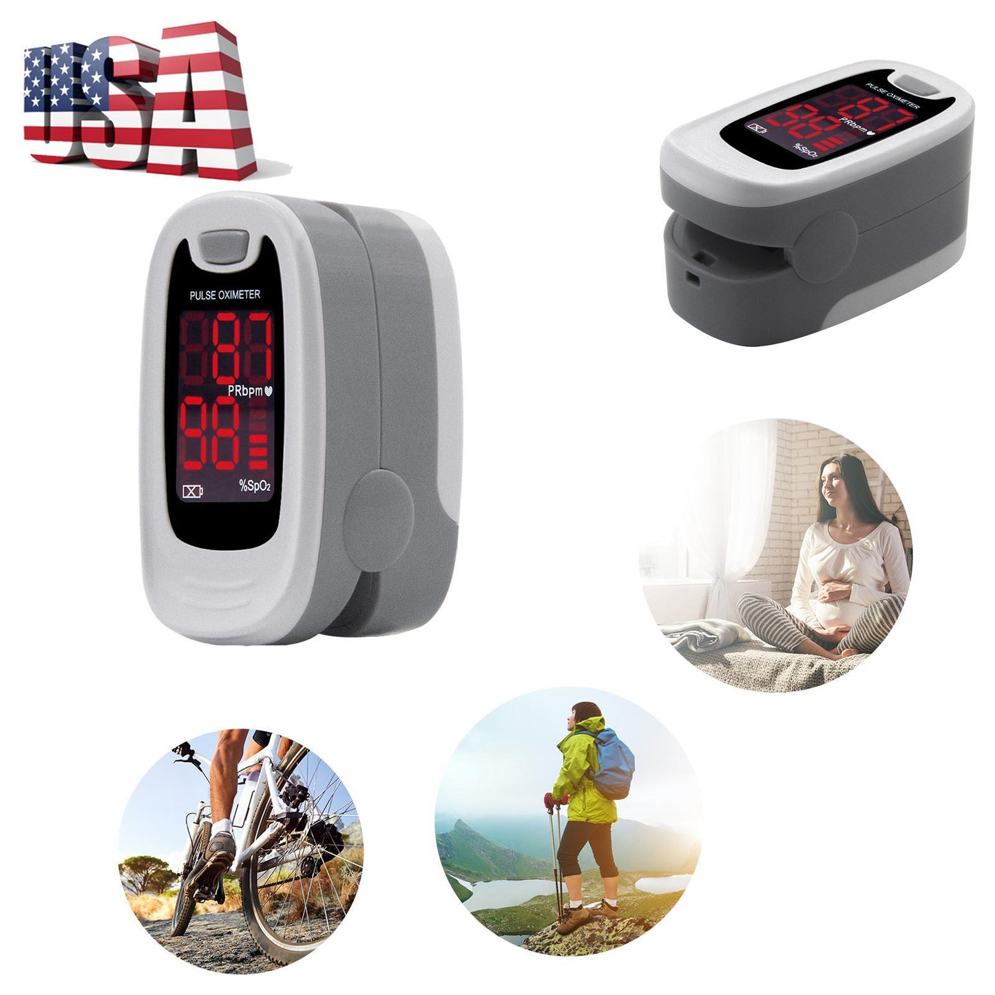 Finger-clip Pulse Oximeter, Blood Oxygen Saturation And Heart Rate Monitoring, With Soft Case, FDA Approved