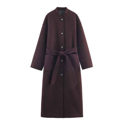 Long Belted Elegant Coat For Women