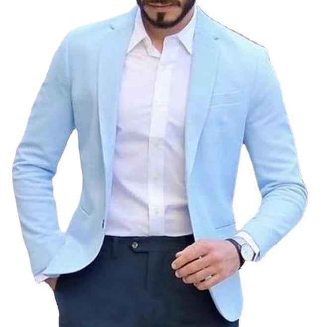 Men's Cotton Linen Solid Color Casual Suit Jacket - Lightweight Blazer
