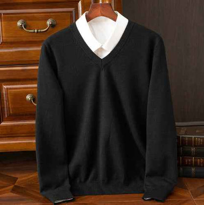 Knitted Sweater V-neck Men's Pullover Base Shirt