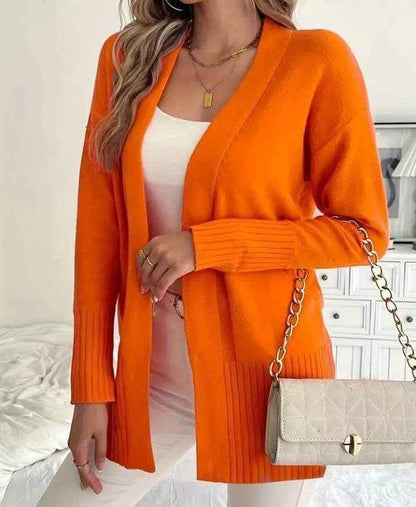 European And American Plus-size Women's Solid Color Large Pocket Sweater Coat