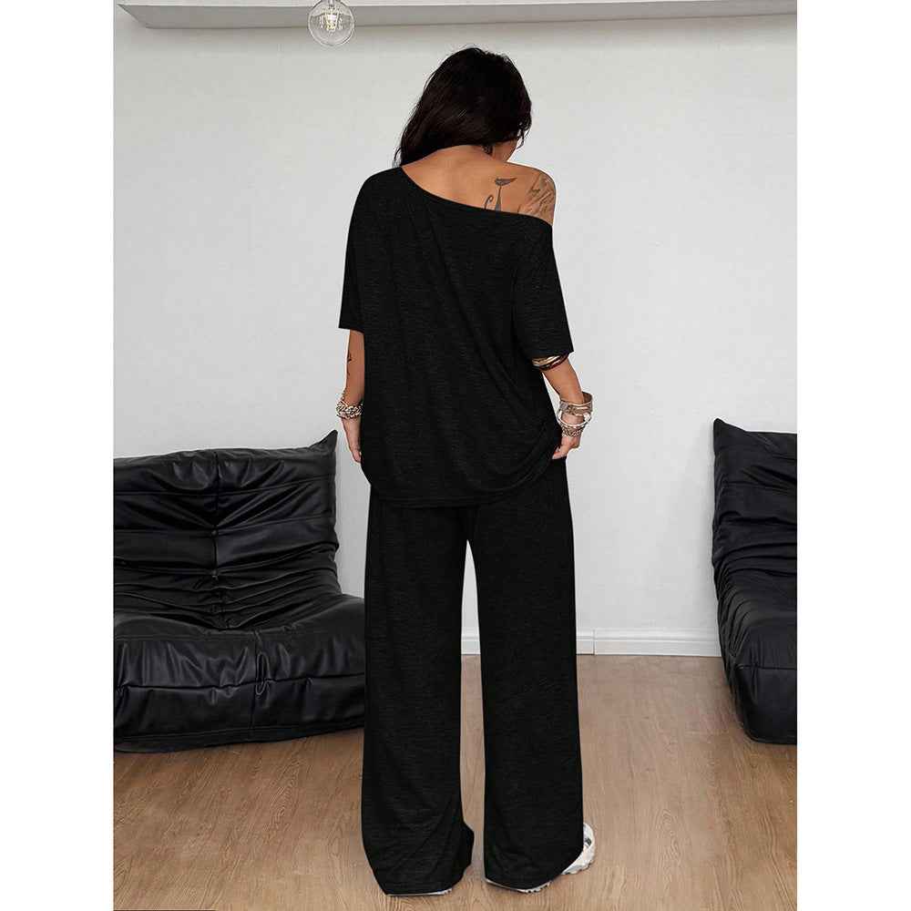 Retro Solid Color Casual Pants For Women, Loose Wide-leg Versatile