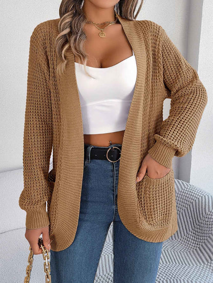 Women Casual Pocket Long Sleeve Knit Cardigan Sweater