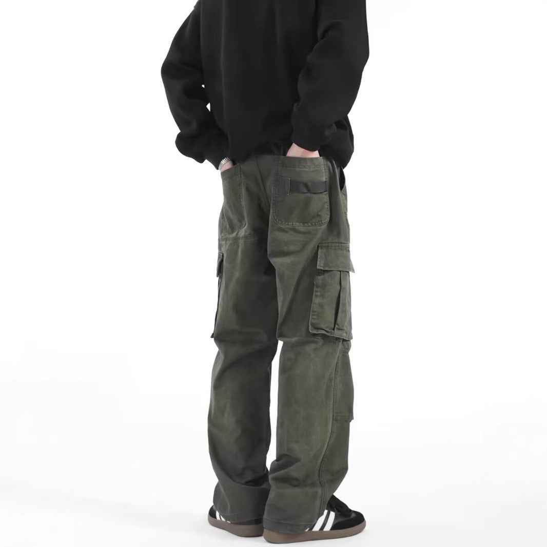 American Retro High Street Multi-pocket Cargo Pants Men
