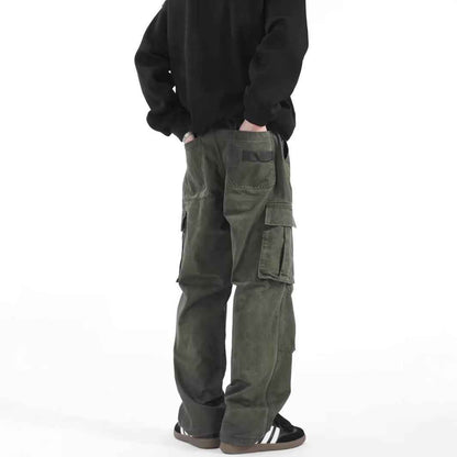 American Retro High Street Multi-pocket Cargo Pants Men