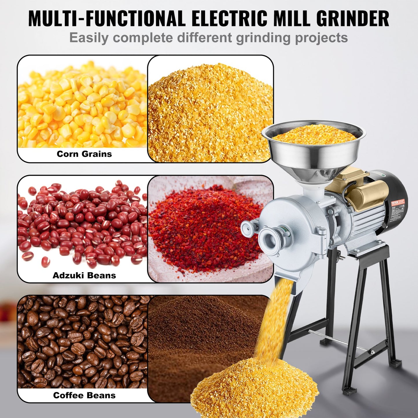 3000W Electric Grain Grinder Corn Wheat Flour Cereal Mill Wet & Dry