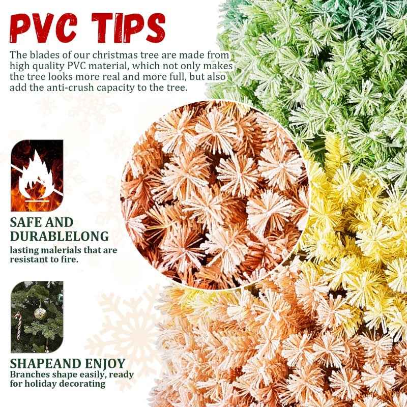 6FT-7.5FT Artificial Unlit Colorful Rainbow Hinged Christmas Tree - PVC Branch Tips - DropOnline.co