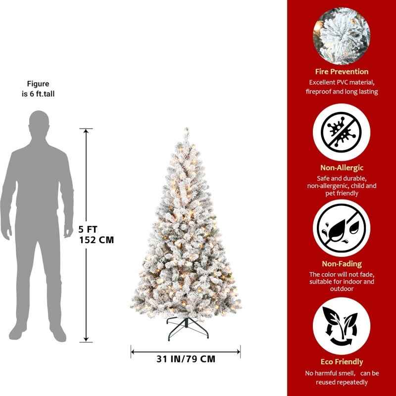 PVC Christmas Tree with Lights - Pre-Lit Holiday Decoration