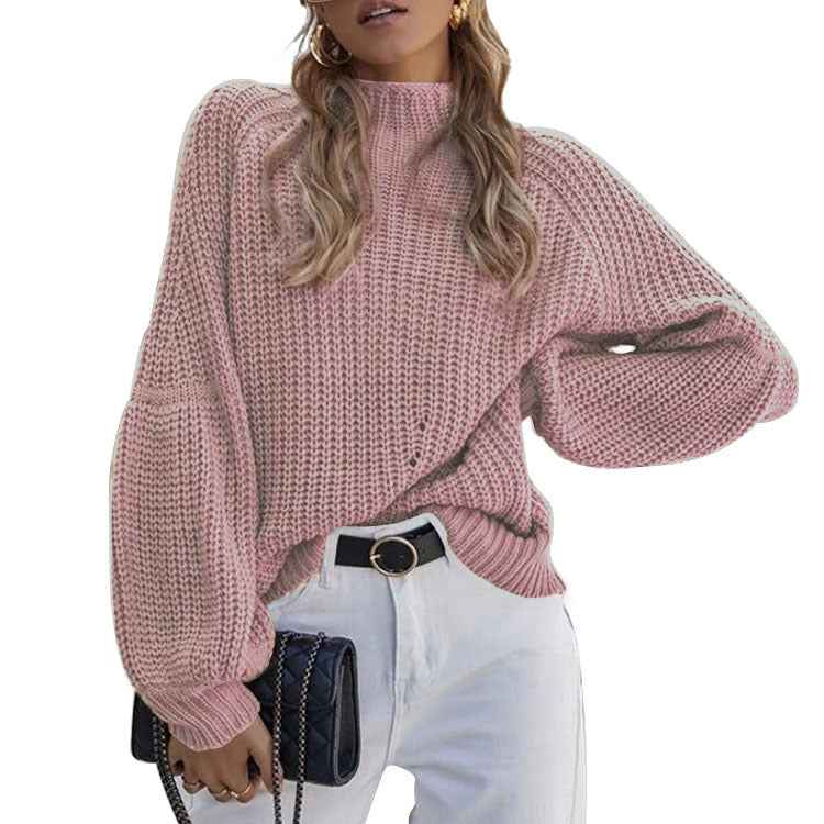Autumn And Winter New Loose Half-high Collar Sweater