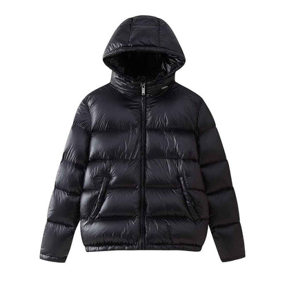 Simple And Versatile Hooded Two-tone Padded Cotton Jacket