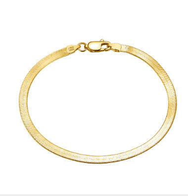 S925 Sterling Silver Bracelet Flat Snake Bone - DropOnline.co