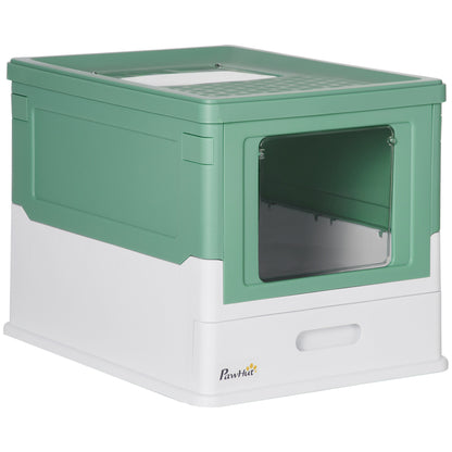 Fully Enclosed Cat Litter Box Portable Pet Toilet With Spoon Large Space - DropOnline.co
