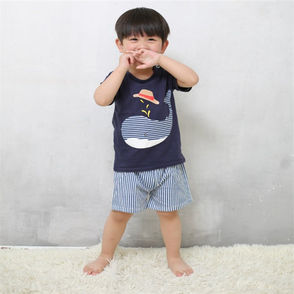 Cartoon Baby Clothing Set - Summer T-Shirt & Shorts Outfit for Boys & Girls