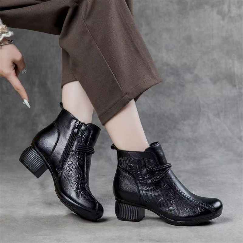Retro Women's Soft Sole Soft Leather Cotton Shoes