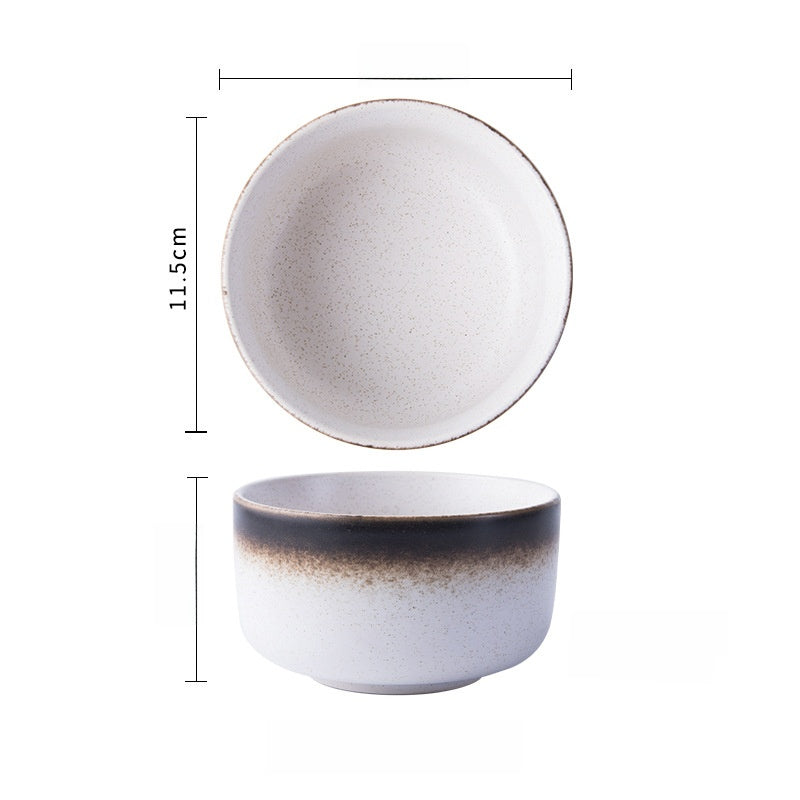 Japanese-Style Porcelain Rice Bowl - Microwave Safe Ceramic Dining Bowl