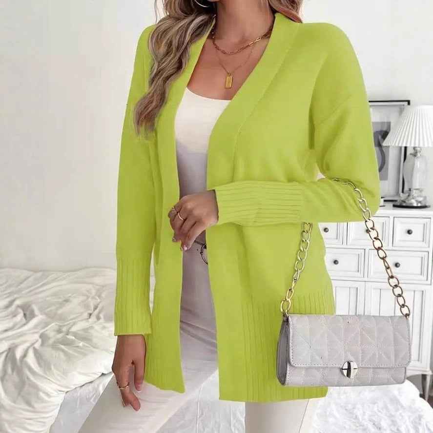 European And American Plus-size Women's Solid Color Large Pocket Sweater Coat