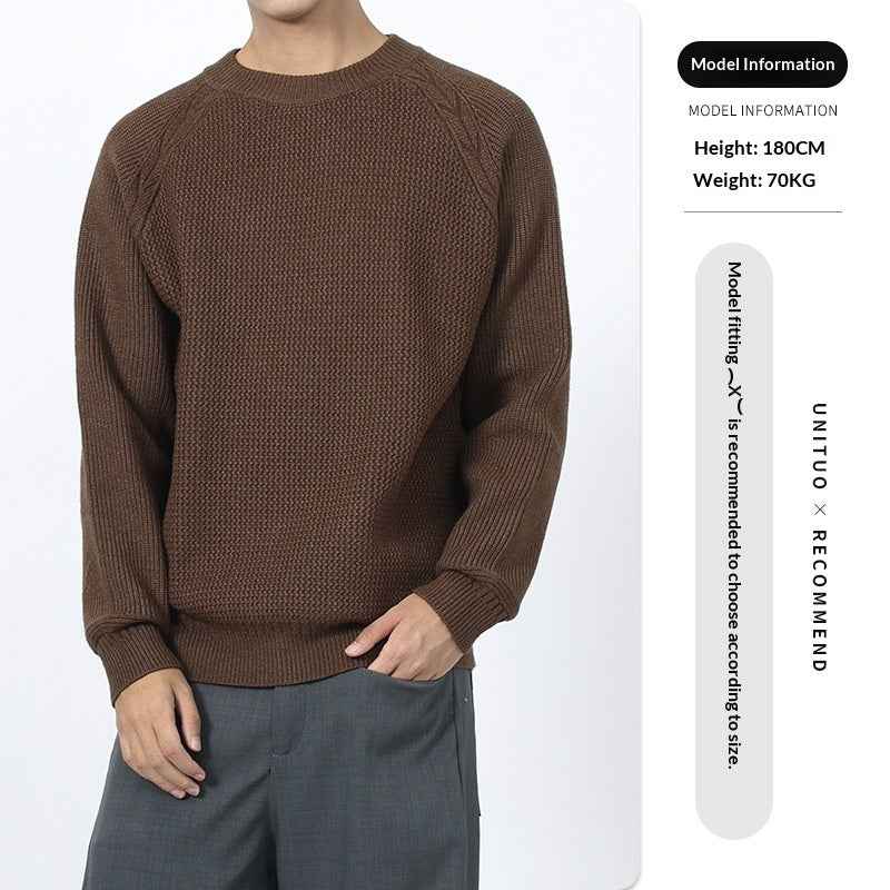 Men's Round Neck Sweater With A Light Luxury And High-end Casual Feel