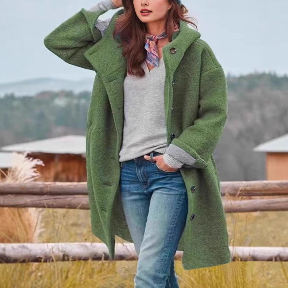 Women's Casual Hooded Lapel Windbreaker