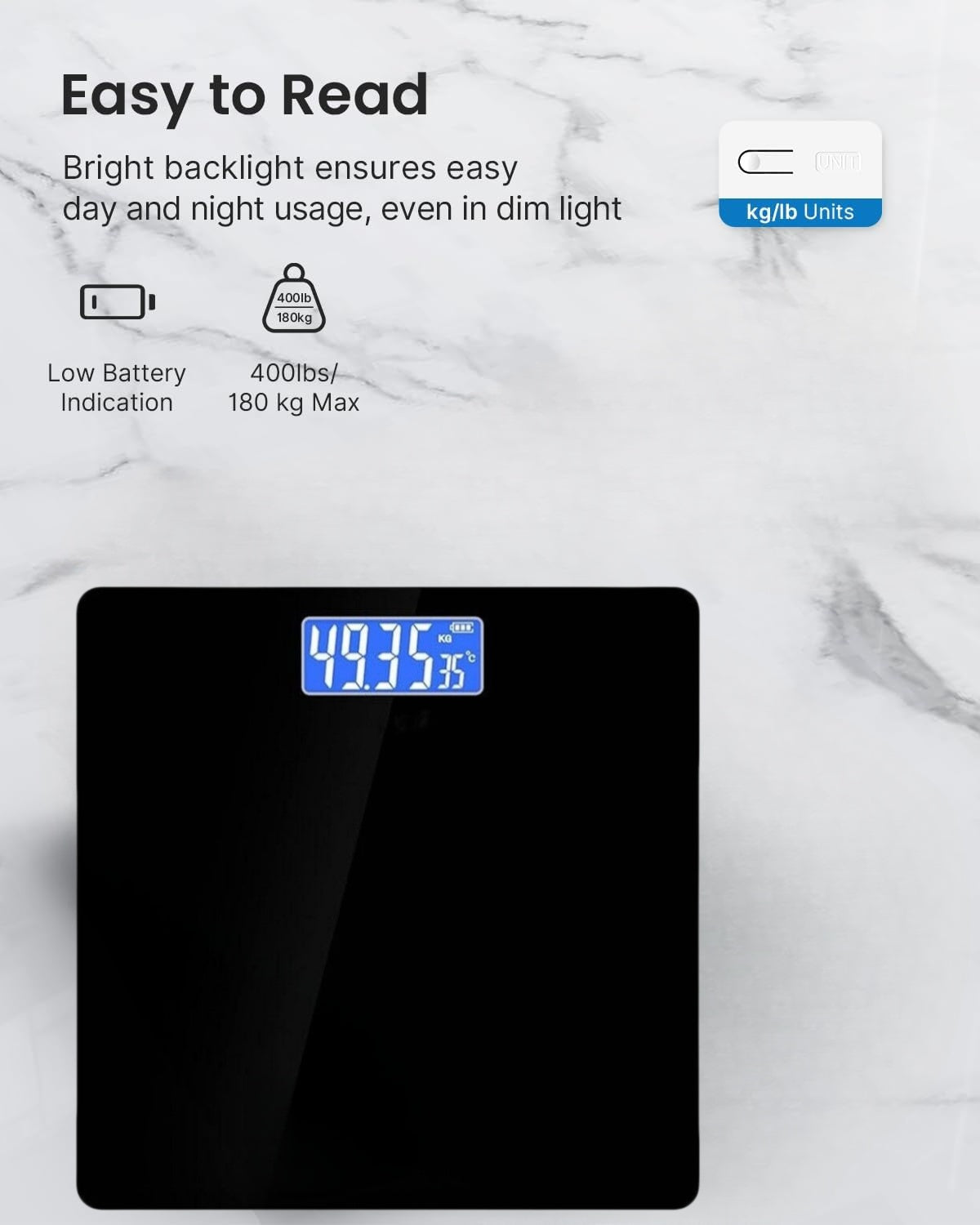 Digital Bathroom Scale - High Precision Electronic Body Weight Scale with LED Display