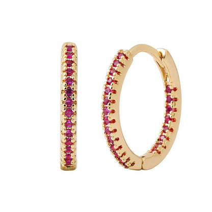 Circle Female Earrings Ear Clip Multicolor Zircon Elegant - DropOnline.co