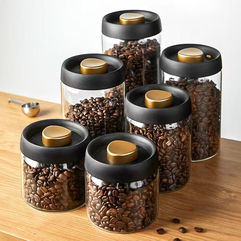 Premium Vacuum Sealed Borosilicate Glass Storage Jar - Airtight Coffee Bean & Food Container