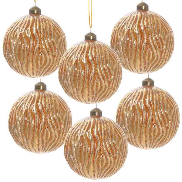 6PCS Glass Christmas Ball Ornaments - Shimmering Gold Holiday Tree Decorations (3.9 inch) - DropOnline.co