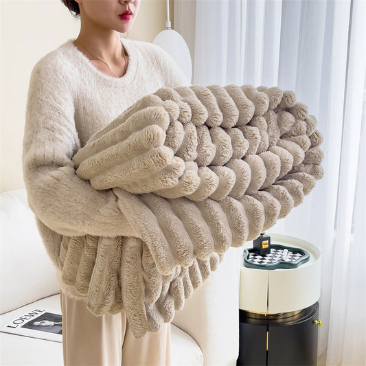 Luxurious Rabbit Fur Fluffy Blanket - Multi-Functional Nap Mat | Pink Plush 70x100cm