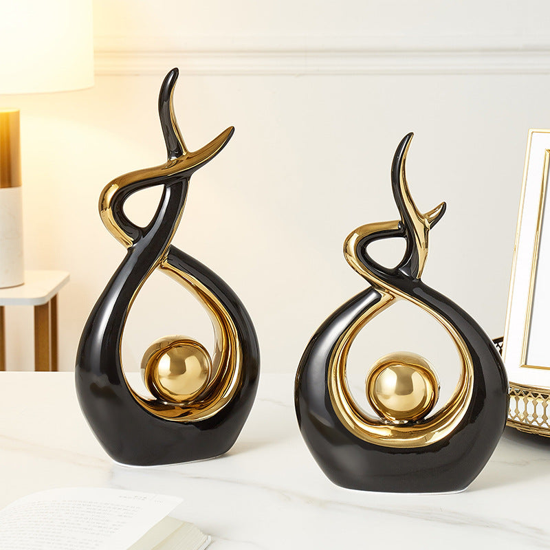 Premium Ceramic Entrance Decoration Ornaments - Light Luxury Abstract Home Accents
