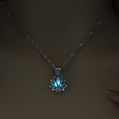 Yoga Lotus Photo Box Luminous Pendant Necklace - DropOnline.co