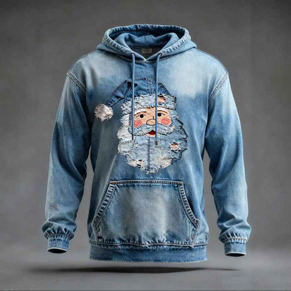 Christmas Pocket Hoodie Loose Pullover Digital Print Sweatshirt