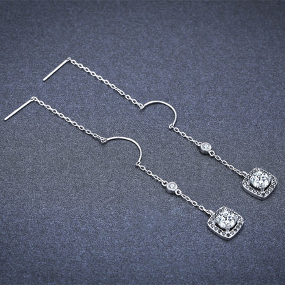 Light Luxury Long Copper Plated Zircon Earrings - DropOnline.co