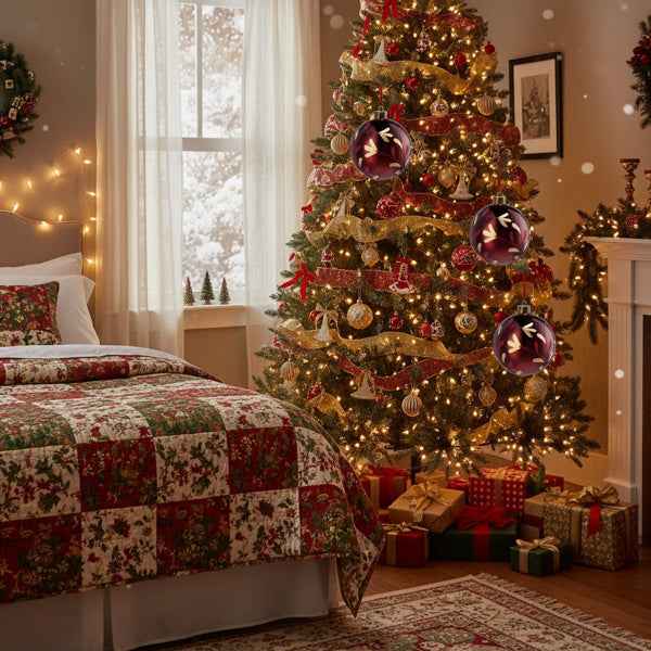 4PCS Glass Christmas Ball Ornaments - Shiny Red Holiday Tree Decorations (4.7 inch) - DropOnline.co