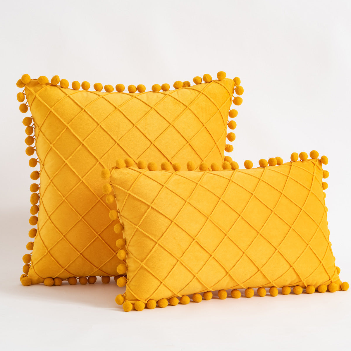 Velvet Fur Ball Decorative Pillow - Luxurious Textured Accent Cushion