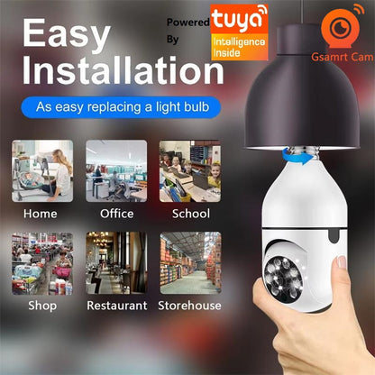 3MP Bulb Surveillance Camera 5G & 2.4GHz Dual Band Full Color Night Vision 360 Degree - DropOnline.co